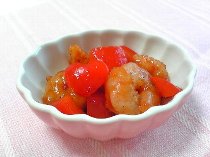 海老と赤パプリカのケチャップ炒め